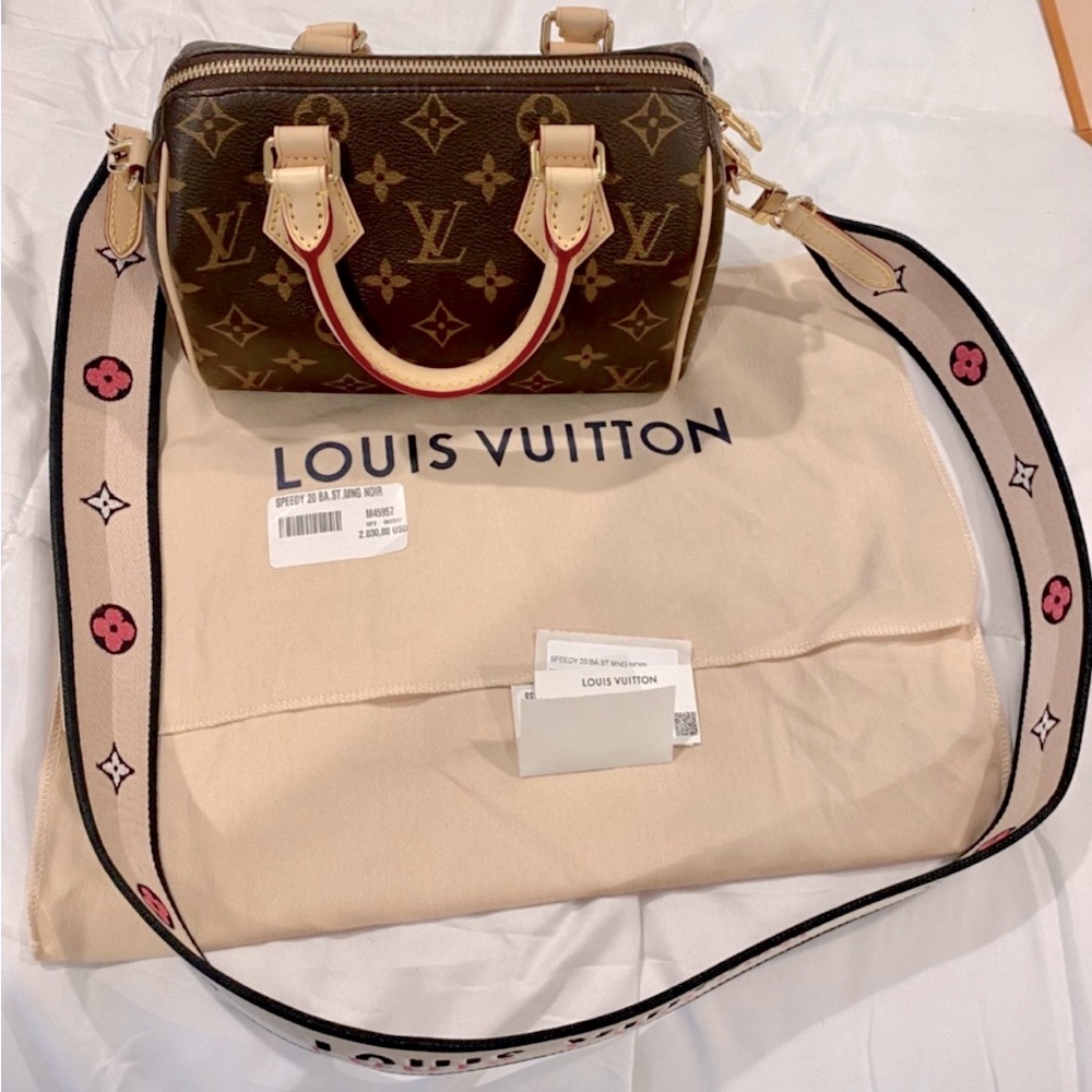 Authentic Louis Vuitton speedy reversible strap Bandouliere Nior black Jacquard
